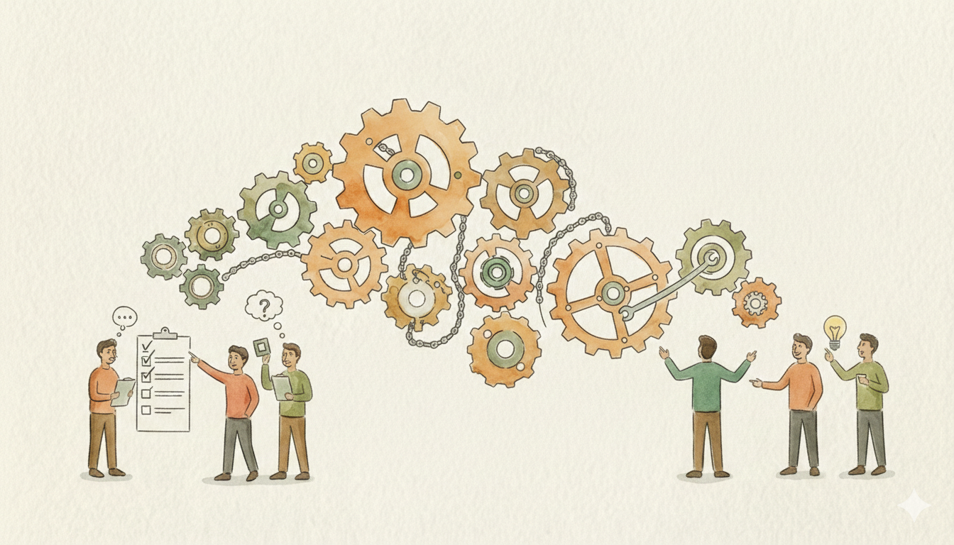 inter-connected cog wheels